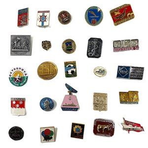Vintage Russian Badge Pin Jewelry Lot Soviet Union Russia USSR 25 Piece